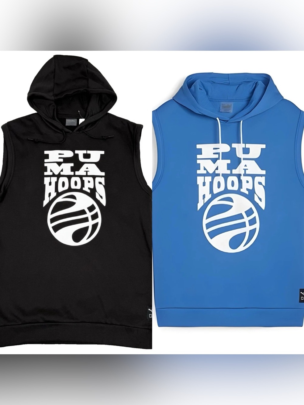 Puma Hoops Sleeveless pullover fleece Hoodie blank & blue Bundle 3XL